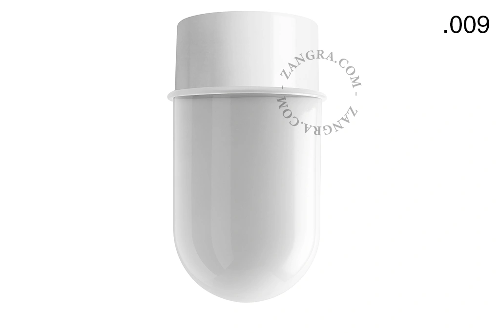 lampa ścienna lub sufitowa biała - szklany klosz  - Ø 10 cm