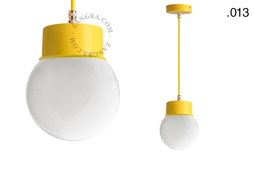 yellow pendant light - glass shade - Ø 10 cm
