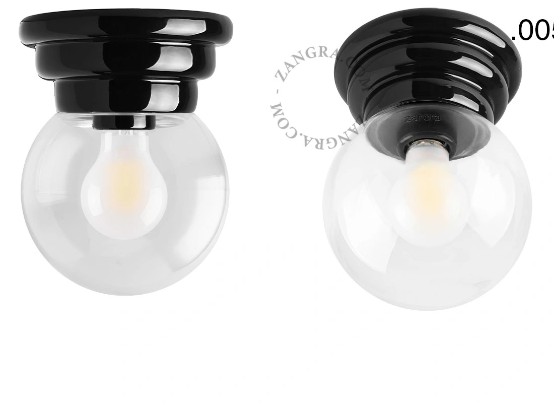 Art Deco-lampe i sort porcelæn Daniel