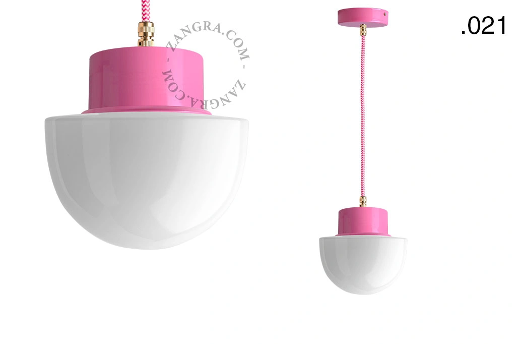 lámpara colgante rosa - pantalla de vidrio - Ø 10 cm