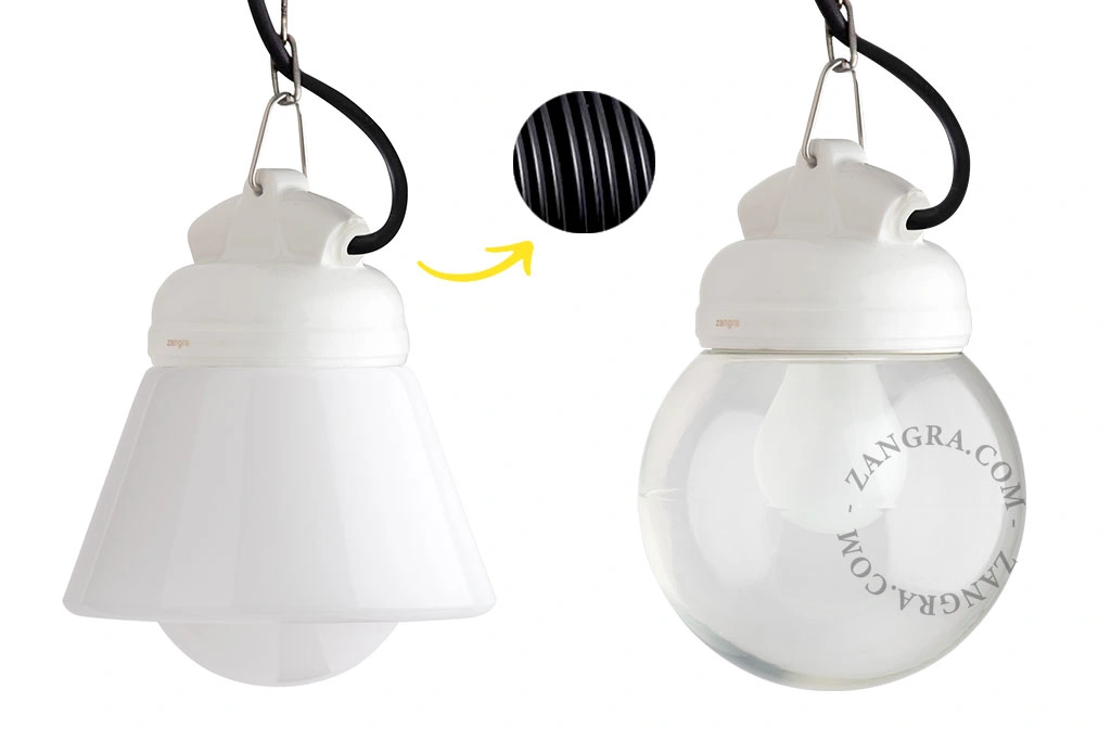 hanglamp van porselein en glas  - IP54