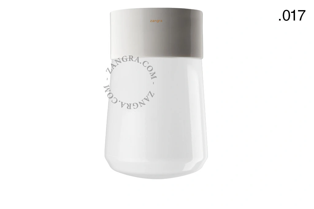 candeeiro de parede ou de teto em porcelana branca - abajur de vidro - Ø 10cm - IP54