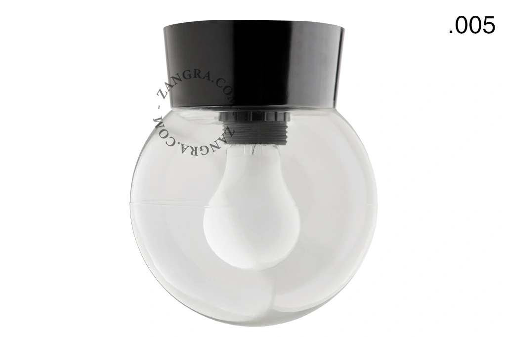 svart vägg- eller taklampa - glasskärm - Ø 11 cm
