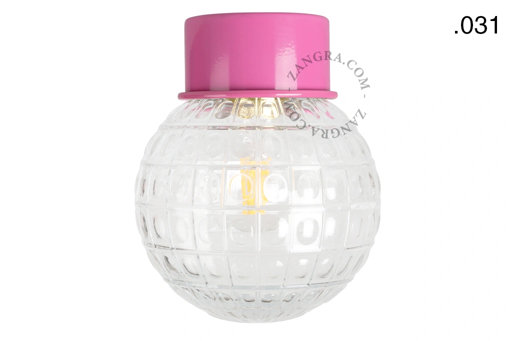 pink wall or ceiling light - glass shade - Ø 10 cm