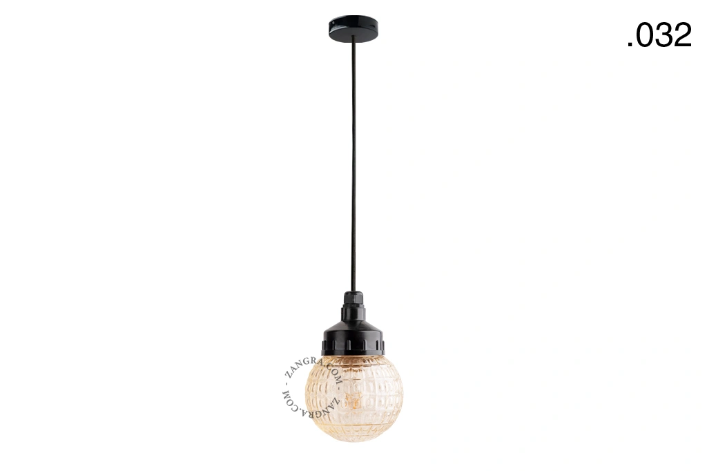 snoerlamp met glazen kap