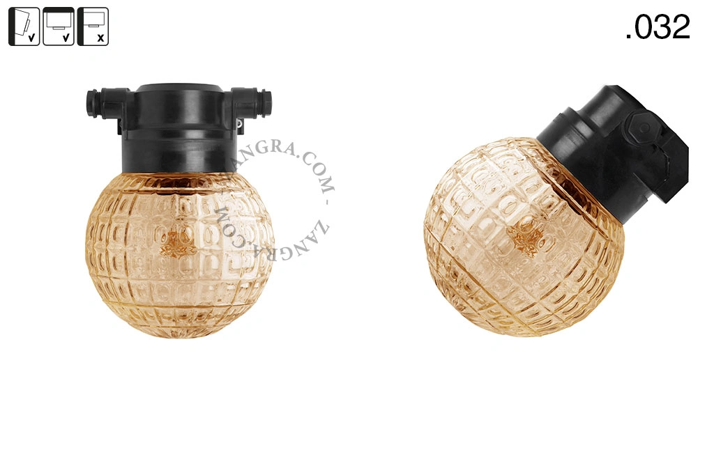 badrum svart vägglampa med glasskärm - IP54