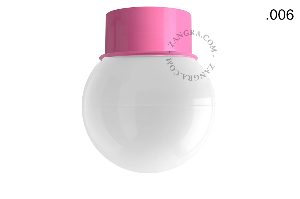 pink wall or ceiling light - glass shade - Ø 10 cm