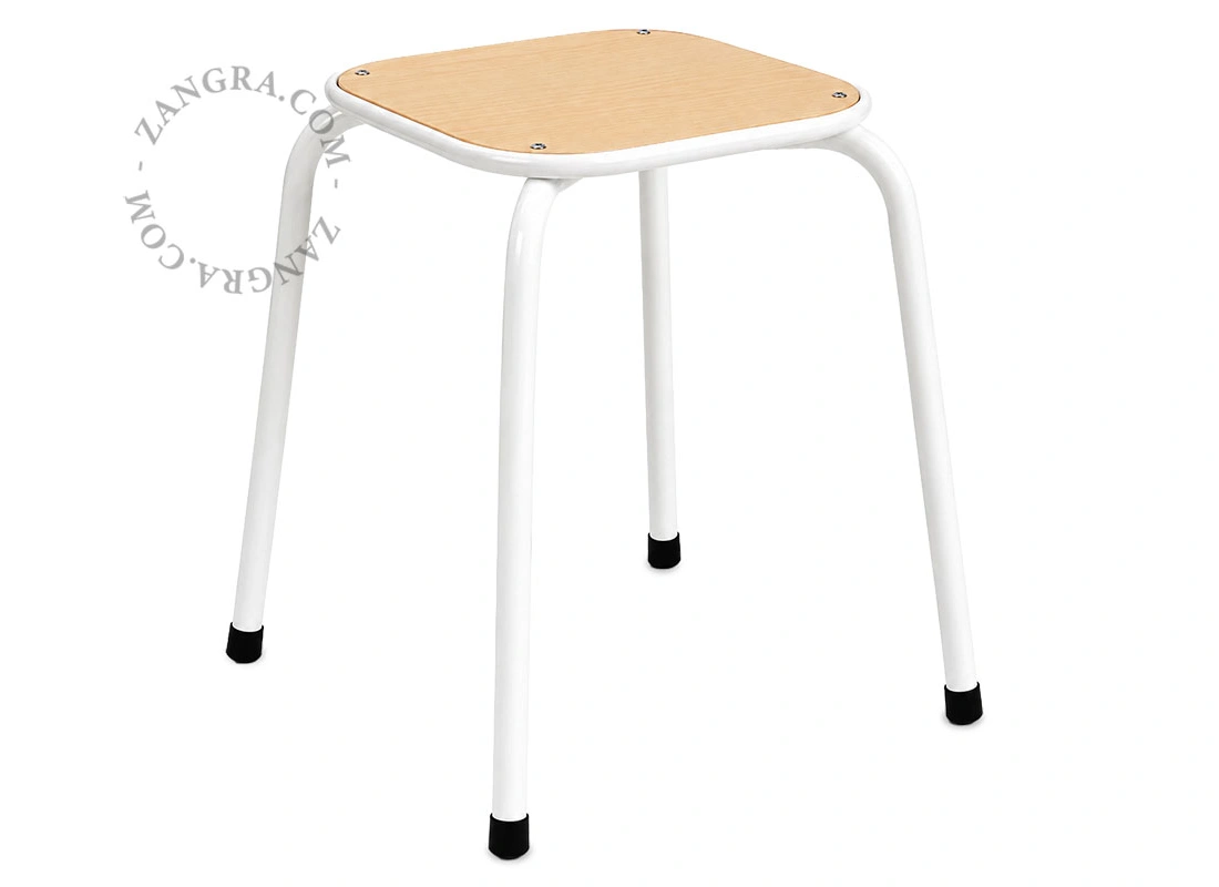 wooden stackable stool - white