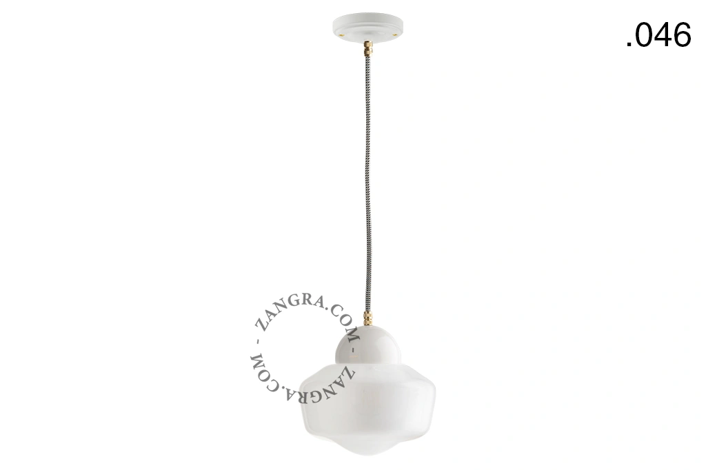 lámpara colgante de porcelana blanca - pantalla de vidrio