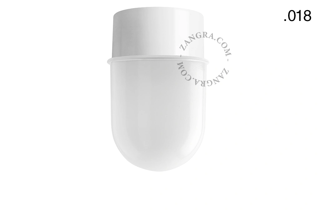 lampa ścienna lub sufitowa biała - szklany klosz  - Ø 10 cm