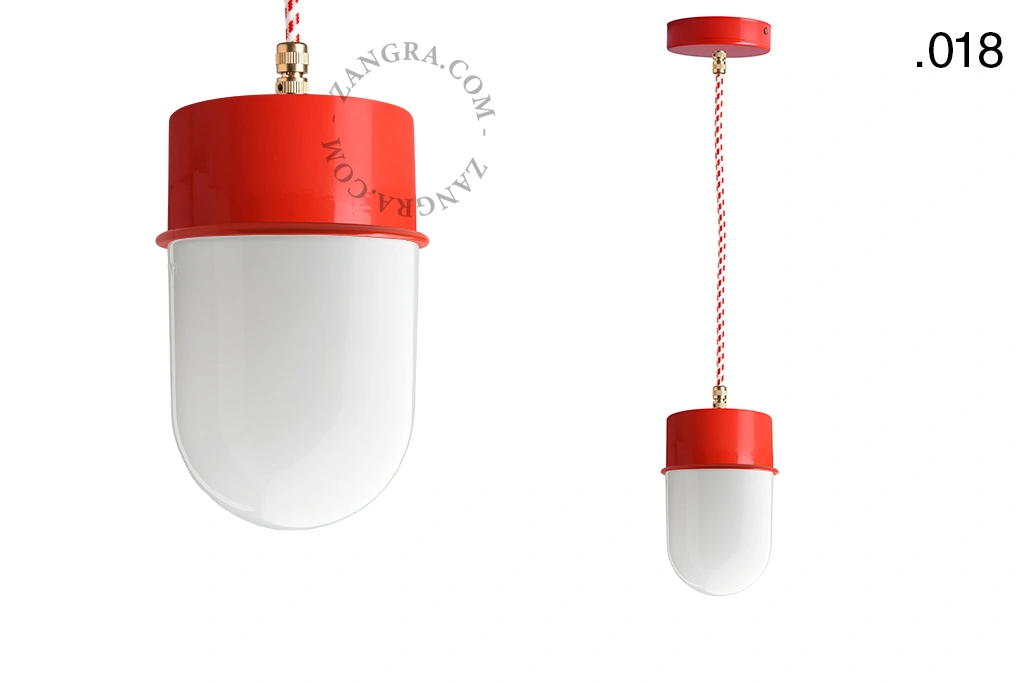 lampada a sospensione rossa - paralume in vetro - Ø 10 cm