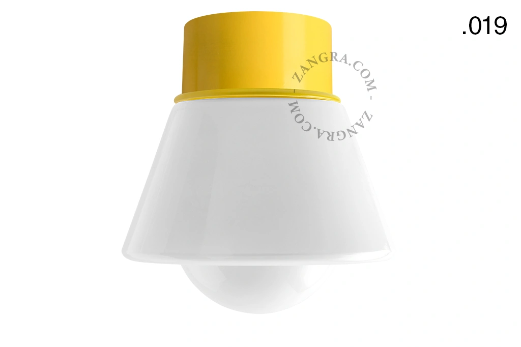lampa ścienna lub sufitowa żółta - szklany klosz - Ø 10cm