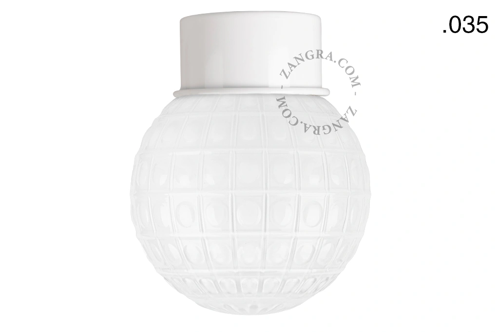 lampa ścienna lub sufitowa biała - szklany klosz  - Ø 10 cm