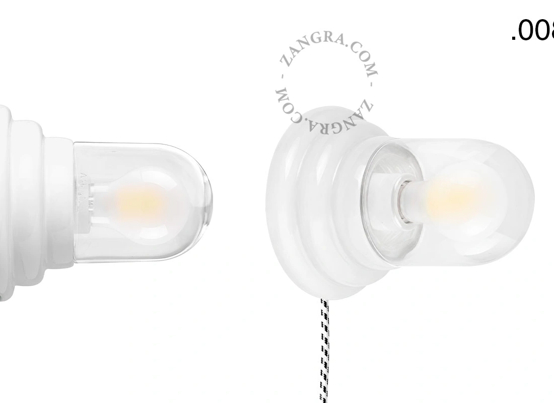 biała porcelanowa lampa ścienna Art Deco Danilo z włącznikiem