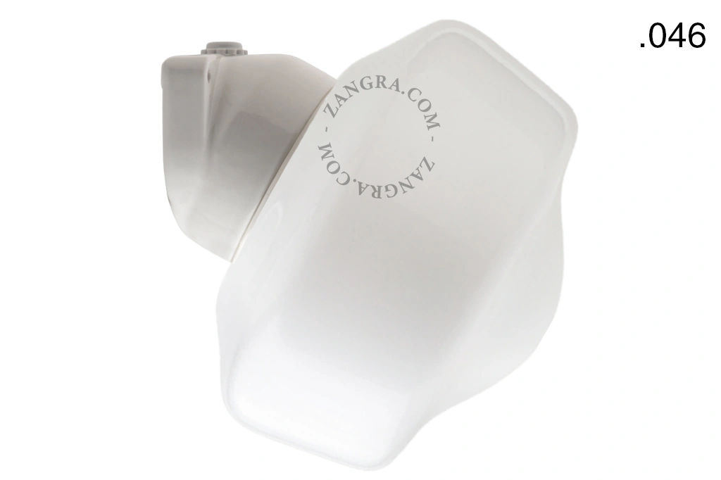 candeeiro de parede em porcelana branca para casa de banho - Ø 9,5 cm - abajur de vidro - IP54