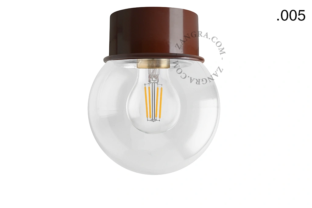 brown wall or ceiling light - glass shade - Ø 10 cm