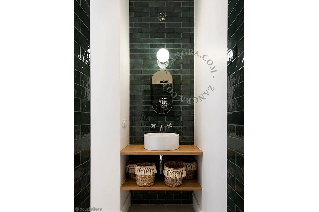 candeeiro de parede ou de teto em porcelana branca - abajur de vidro - Ø 10cm - IP54