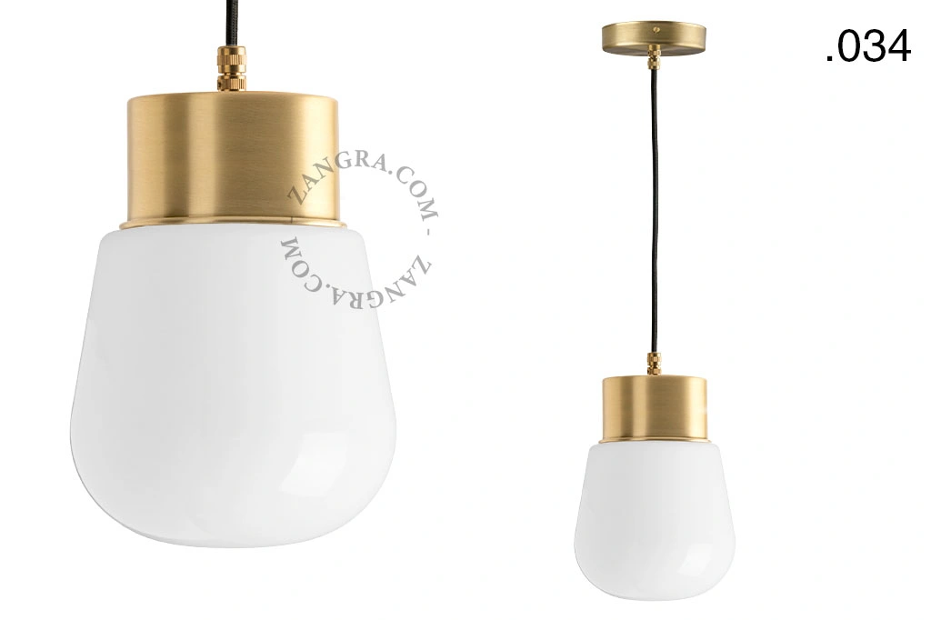 brass pendant light - glass shade - Ø 10 cm