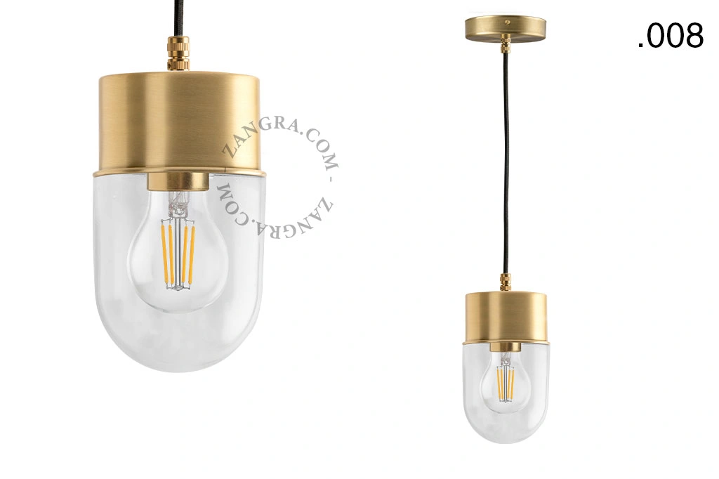 brass pendant light - glass shade - Ø 10 cm