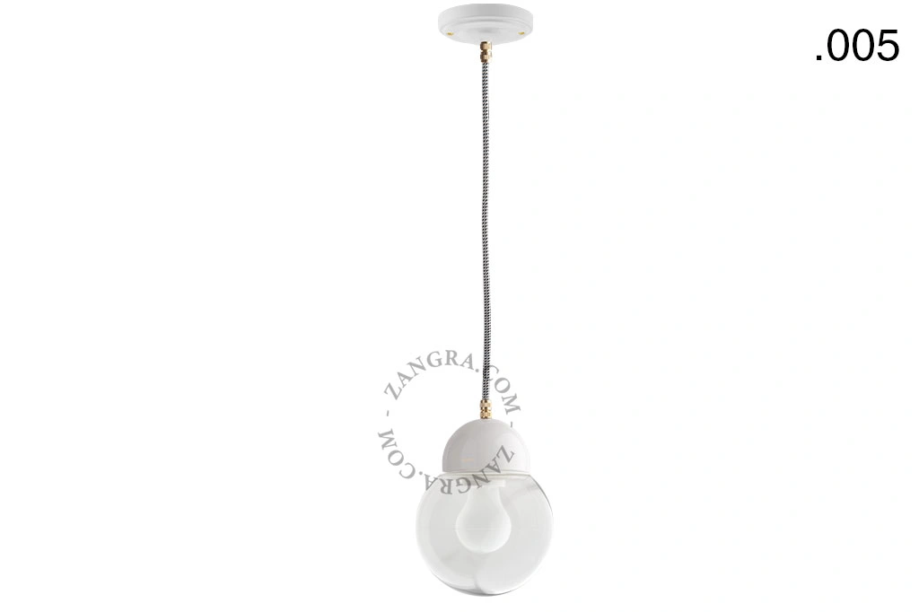 lámpara colgante de porcelana blanca - pantalla de vidrio