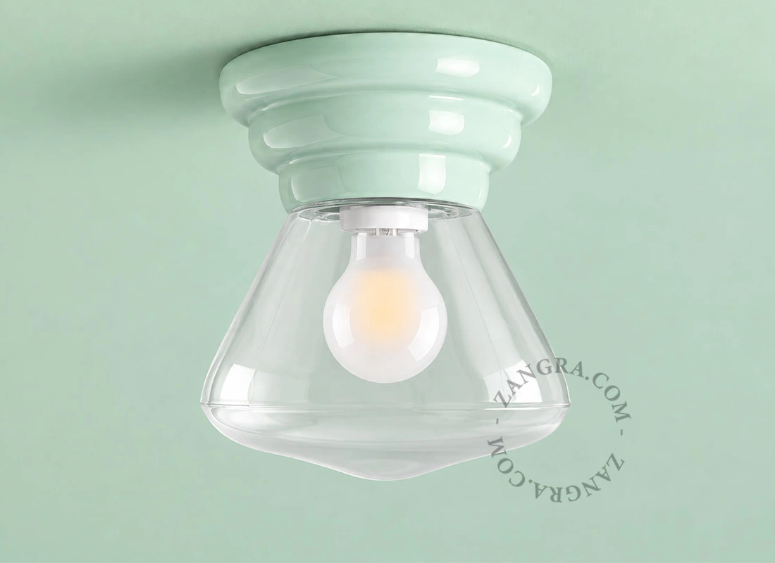 Art Deco-lampe i grønt porcelæn Daniel