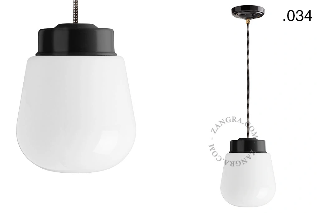 czarna lampa wisząca porcelana ze szklanym kloszem