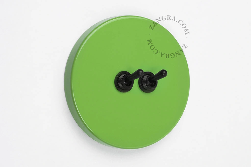 double interrupteur vert va-et-vient ou simple - leviers noirs