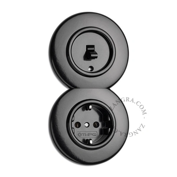 tampa em baquelite preta para RJ45, tomadas de TV/ FM e interruptores - central