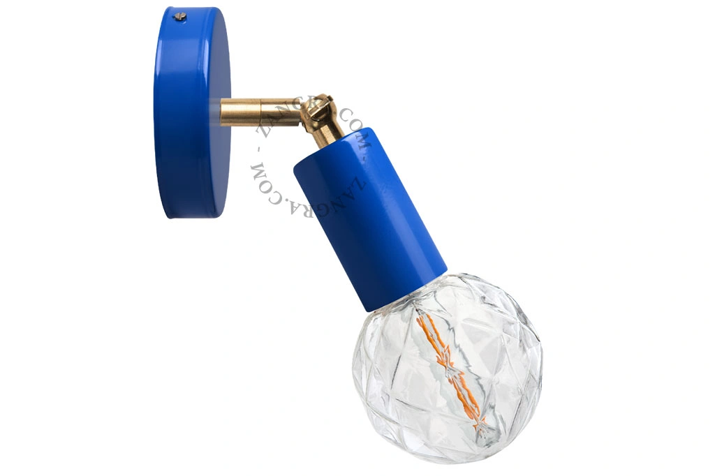 applique bleue orientable avec bras en laiton