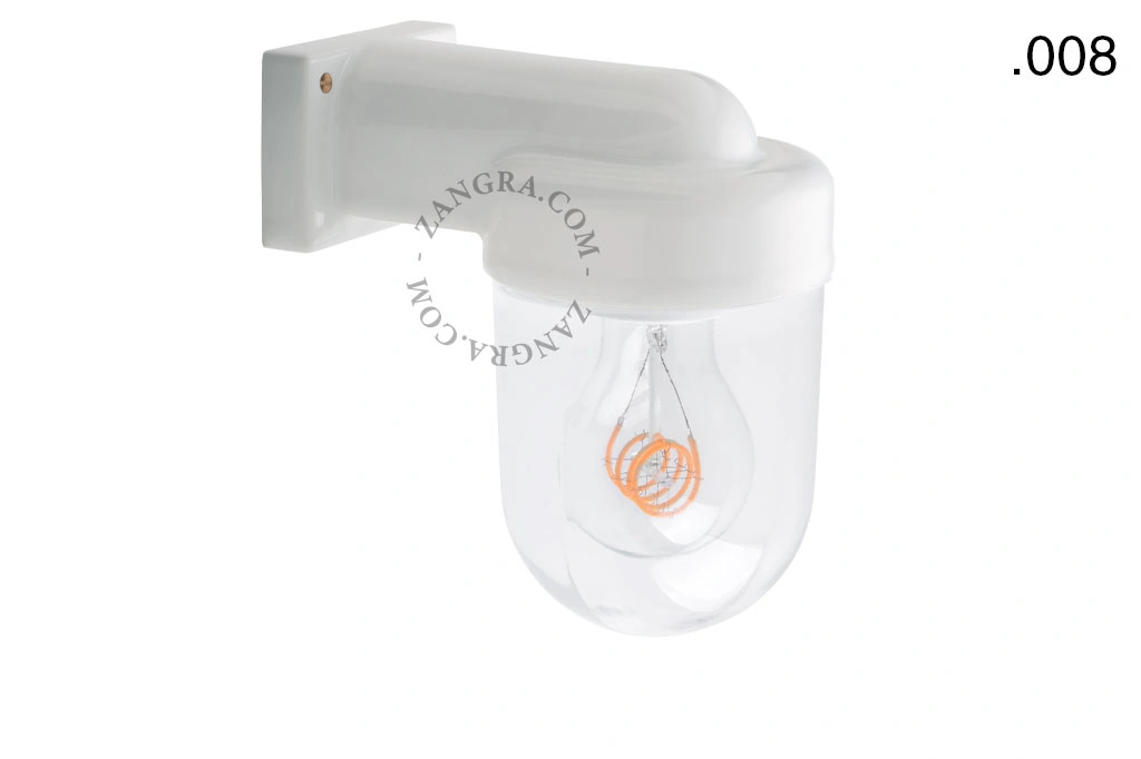 zewnętrzna lub łazienkowa lampa ścienna biała porcelana ze szklanym kloszem - IP54