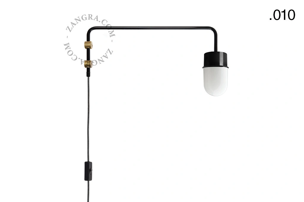 zwarte wandlamp Abbie met pivoterende arm