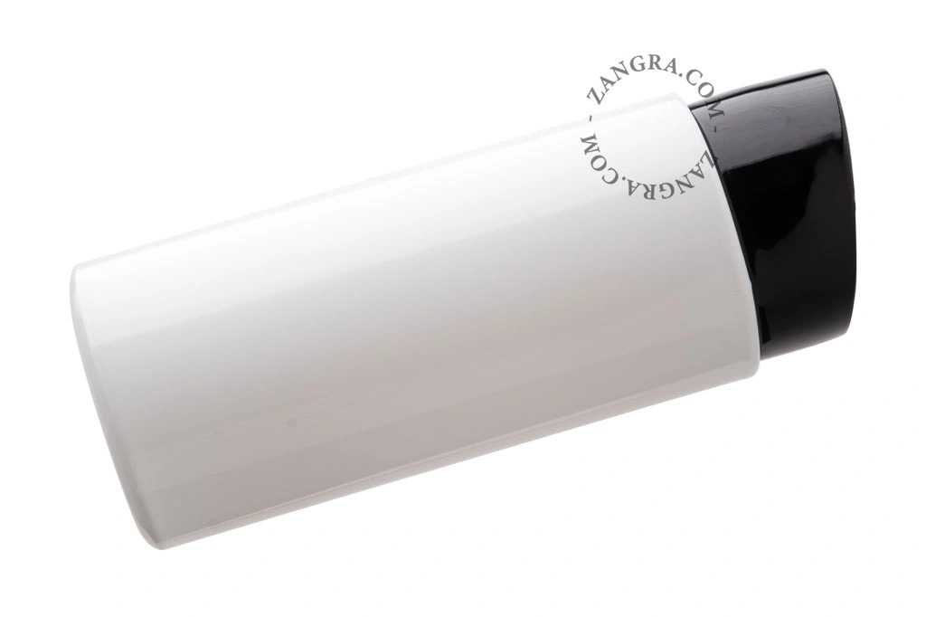 vägglampa i svart porslin för badrum med glasskärm – Ø 10cm - IP54
