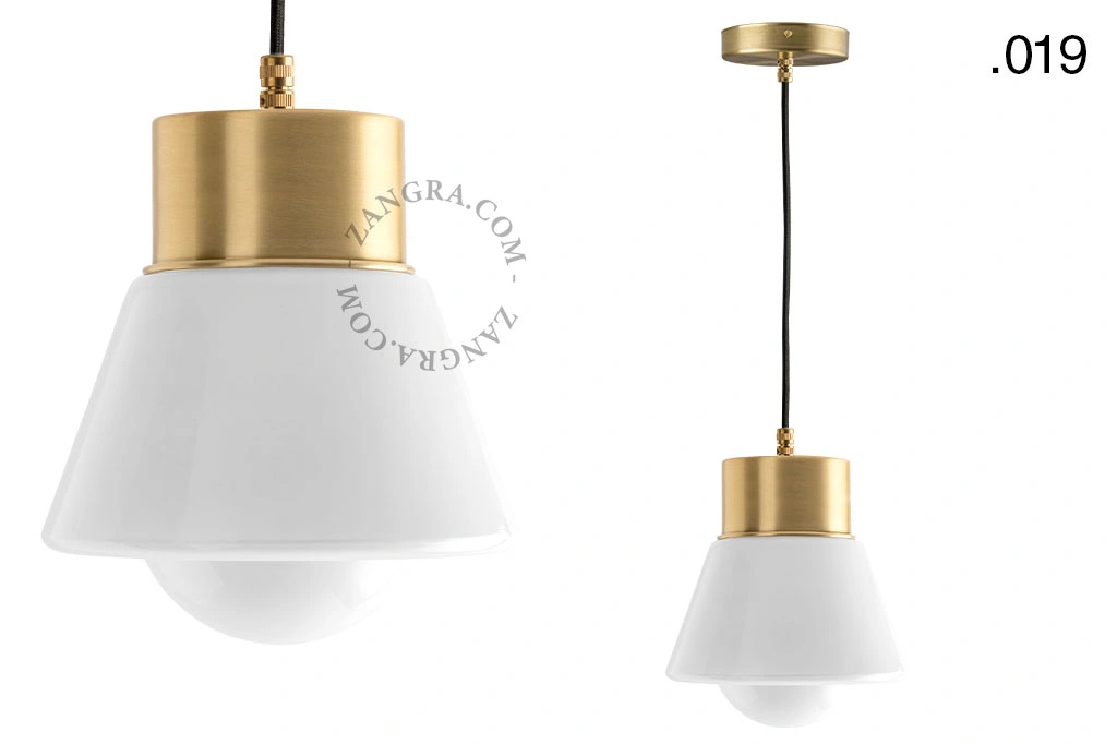 brass pendant light - glass shade - Ø 10 cm