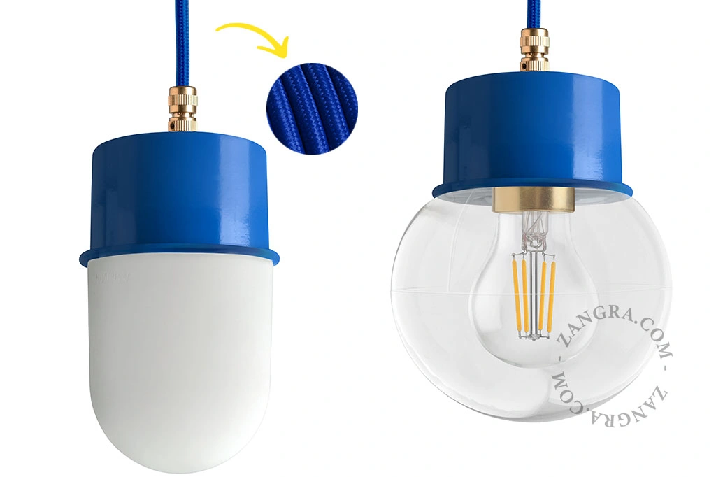gelakte hanglamp - blauw