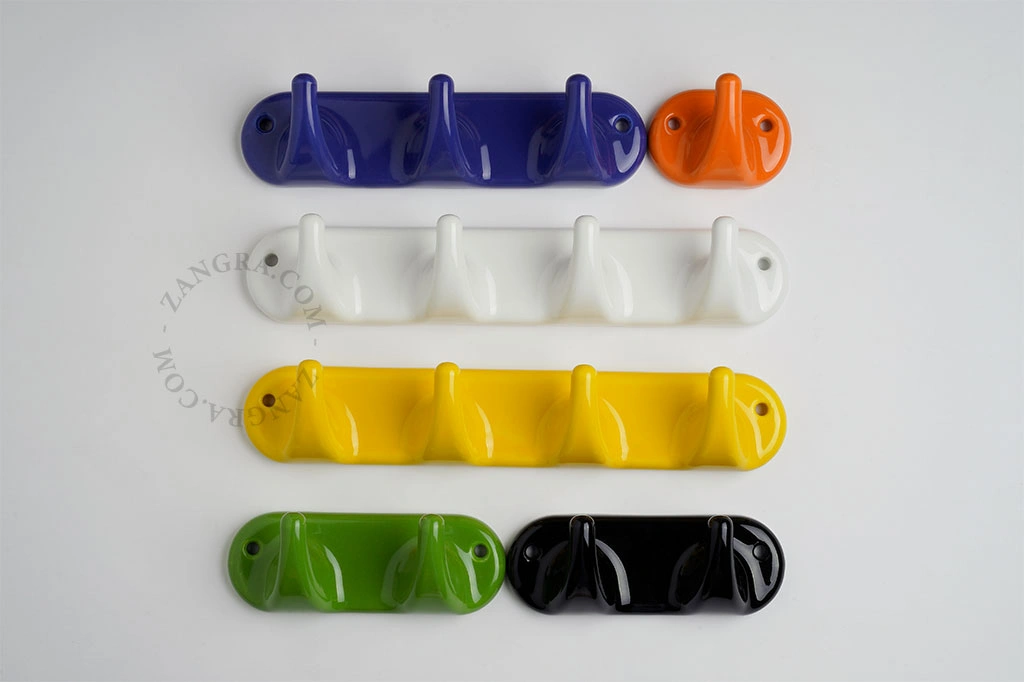 suporte com 4 ganchos em porcelana amarela