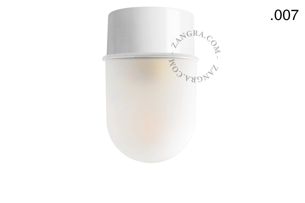 lampa ścienna lub sufitowa biała - szklany klosz  - Ø 10 cm