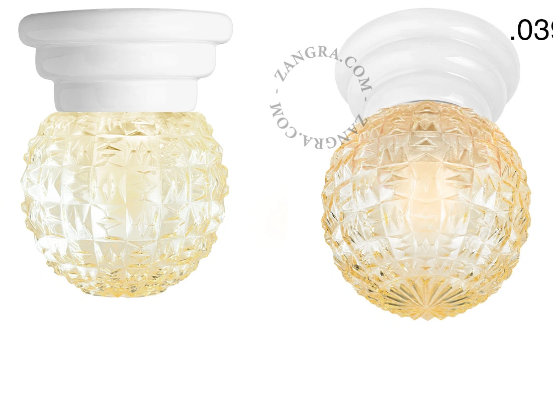 Art Deco-lampe i hvidt porcelæn Daniel