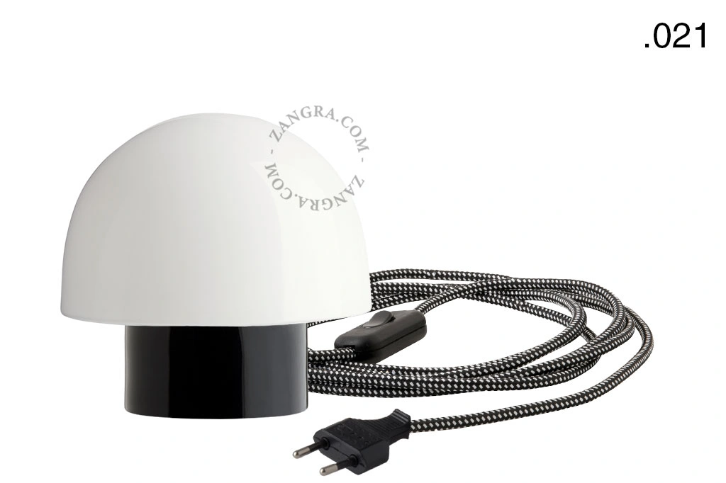 black porcelain table lamp - glass shade - Ø 10 cm