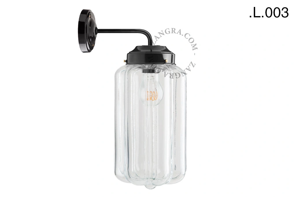 applique noire - globe en verre
