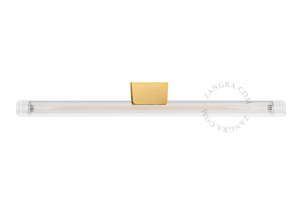 candeeiro dourado com lâmpada tubular com nervuras