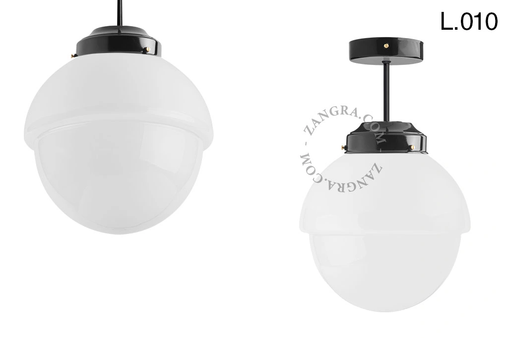 lampada da soffito nera - paralume in vetro