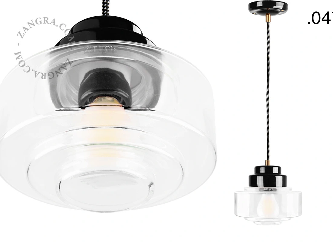 Art Deco pendellampa i svart porslin Denim