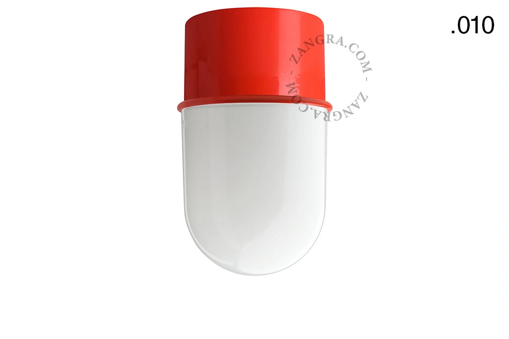 czerwona lampa ścienna lub sufitowa - szklany klosz - Ø 8 cm