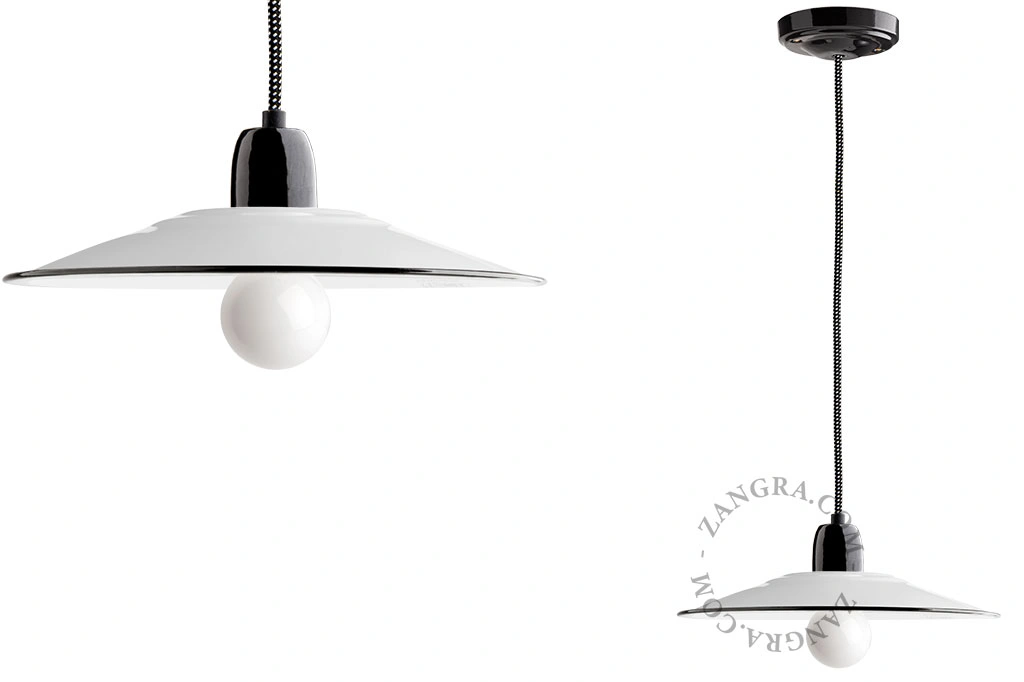 candeeiro pendente de esmalte branco - Ø 28 cm