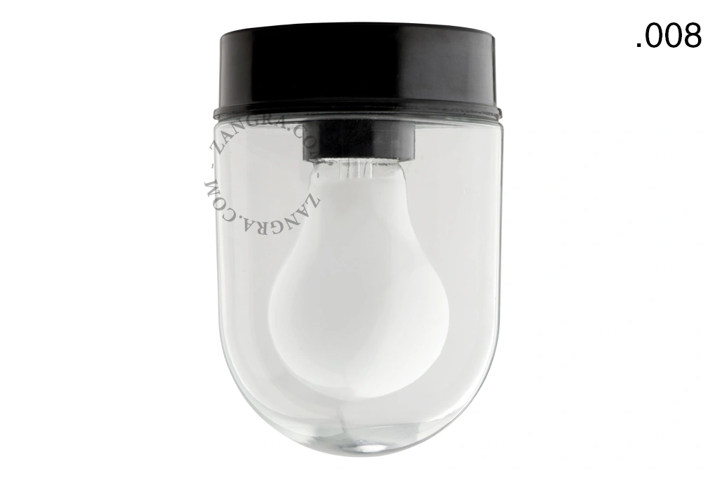 sort bakelit væg- eller loftslampe – glas skærm - Ø 9 cm
