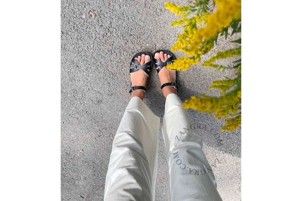 sandales d'eau en cuir - noir