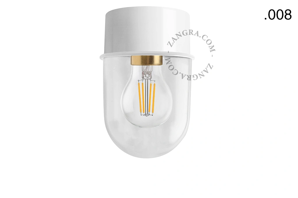lampa ścienna lub sufitowa biała - szklany klosz  - Ø 10 cm