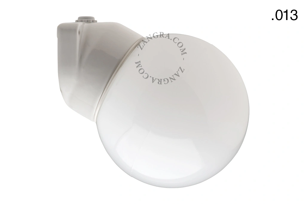 candeeiro de parede em porcelana branca para casa de banho - Ø 9,5 cm - abajur de vidro - IP54