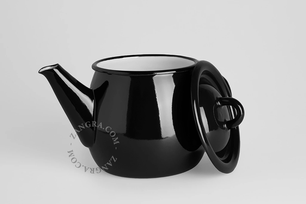 zwarte emaille theepot -1 l
