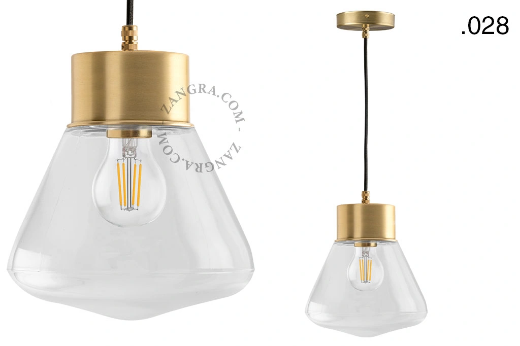 brass pendant light - glass shade - Ø 10 cm